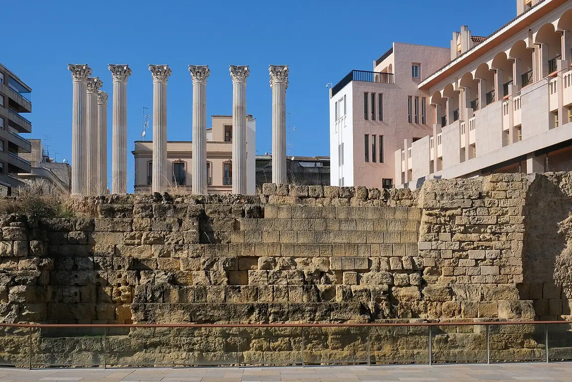 Standing columns of the Roman Temple in central Córdoba
