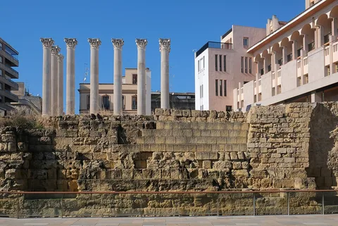 Standing columns of the Roman Temple in central Córdoba
