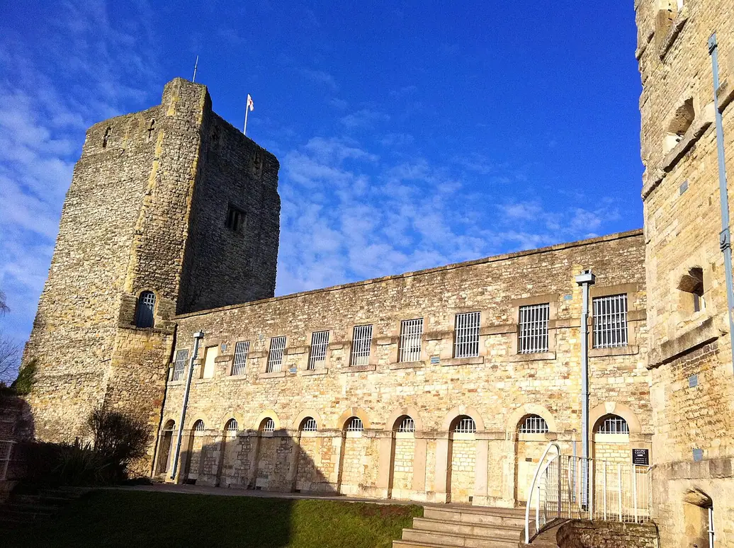 St George’s Tower beside the former prison buildings at Oxford Castle